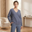 Max & Moi Luxury Ribbed-Knit V-Neck Sweater – Blue