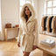 Max & Moi Luxury Off-White Wool & Cashmere Hooded Coat with Real Fox Fur Trim & Belt