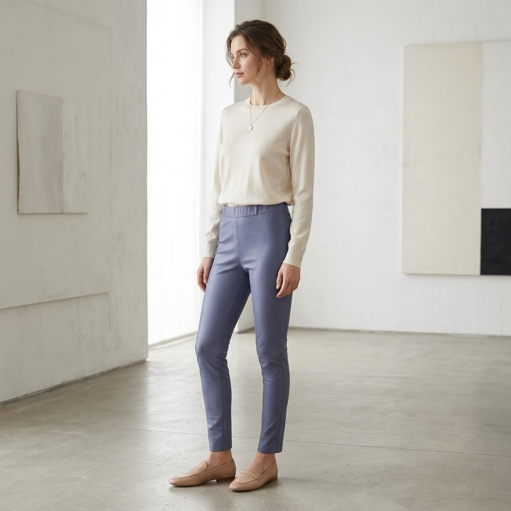 Max & Moi Tailored Stretch Trousers / Slim-Fit Legging - Periwinkle Blue