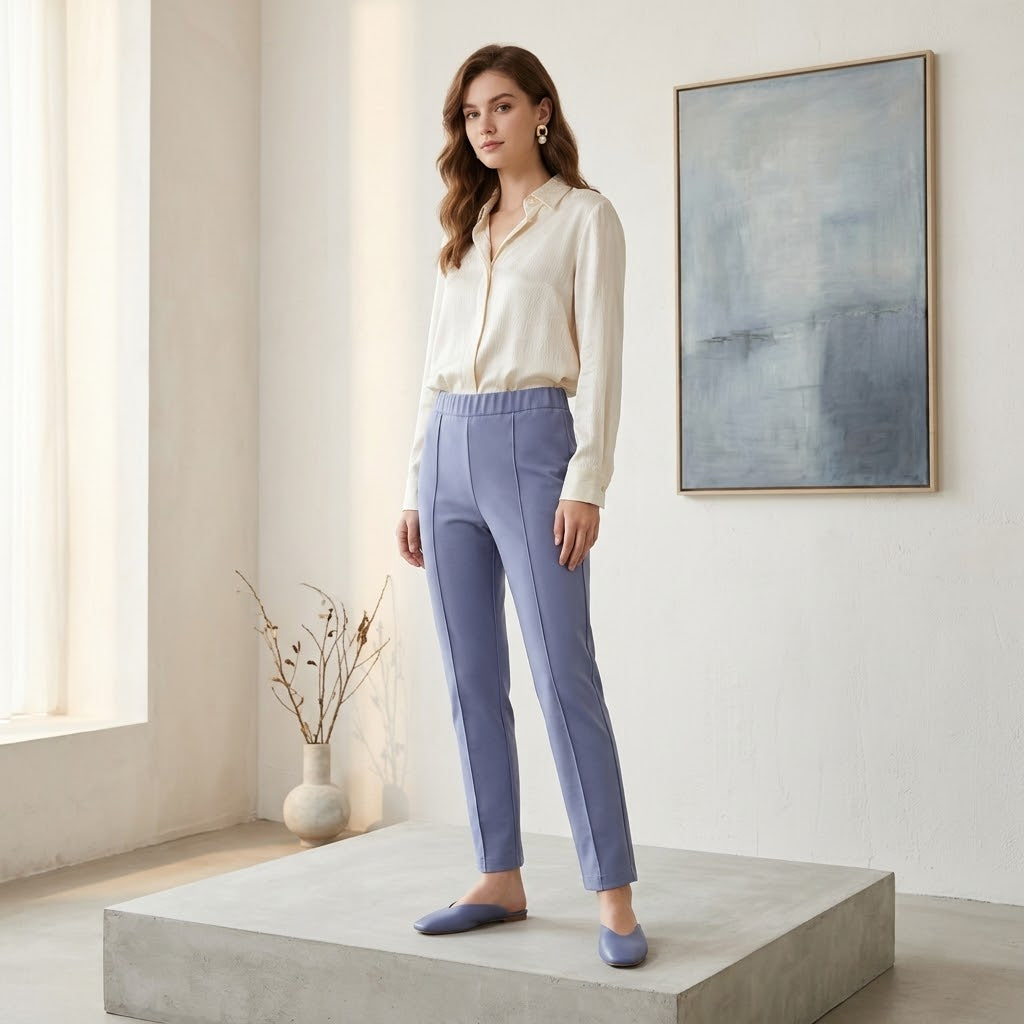 Max & Moi Tailored Stretch Trousers / Slim-Fit Legging - Periwinkle Blue