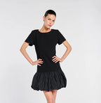 Mixed-fabric balloon dress