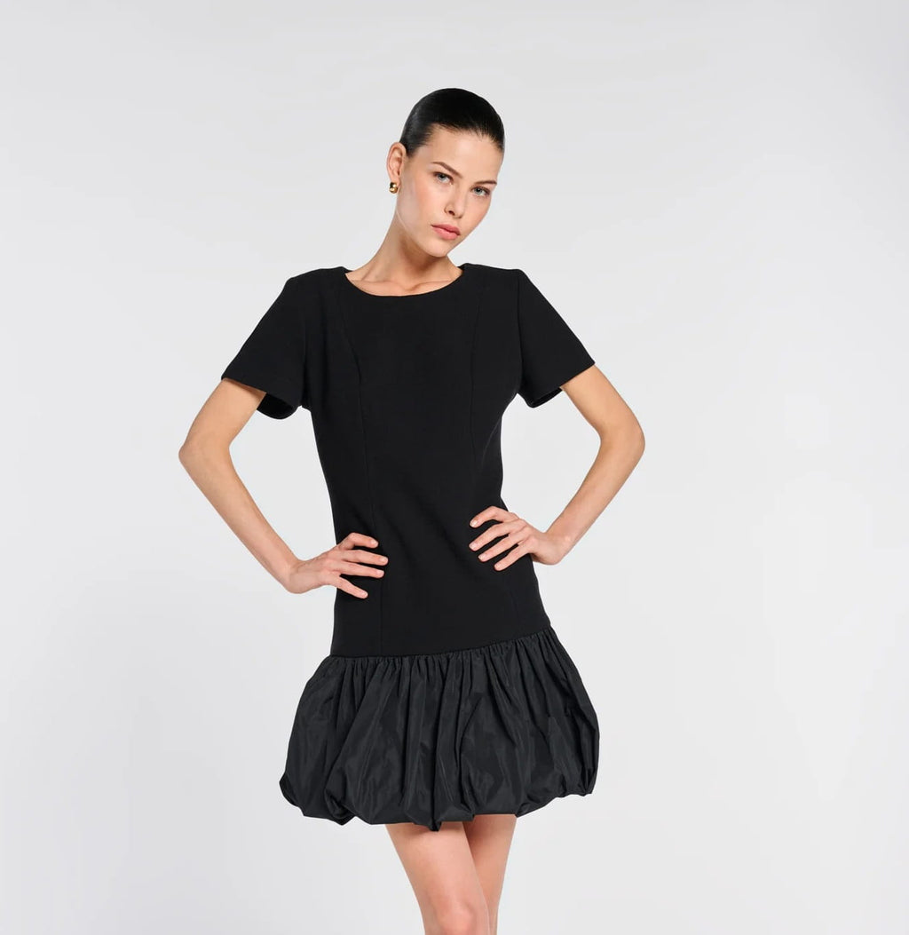 Mixed-fabric balloon dress