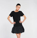 Mixed-fabric balloon dress
