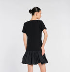 Mixed-fabric balloon dress