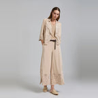 Tricot Chic BEIGE LASER CUT HEM WIDE LEG TROUSERS