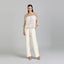 Tricot Chic Beige Wide-Leg Drawstring Trousers