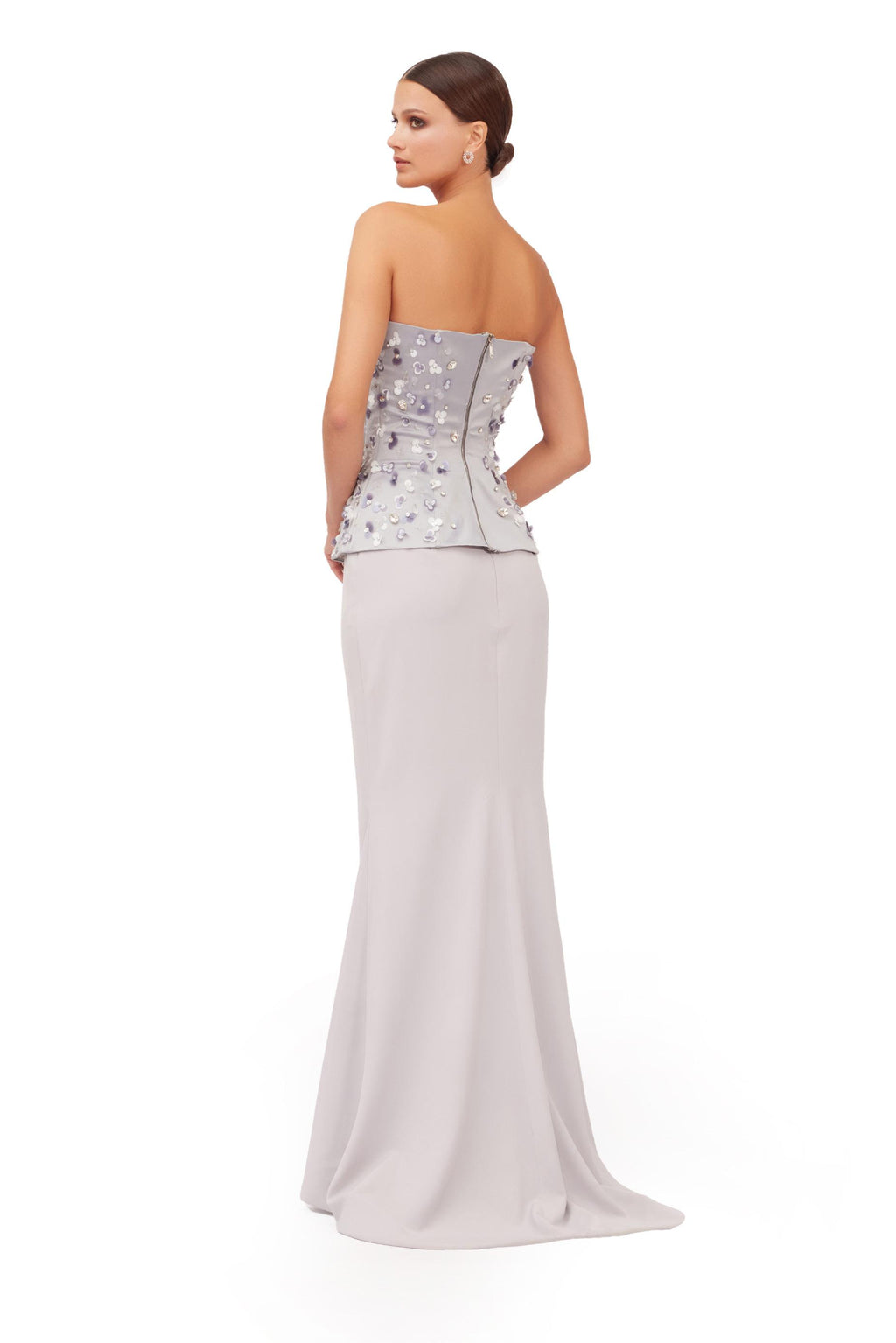Celeste Bloom Strapless Embellished Evening Gown