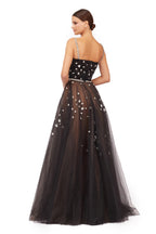 Black Crystal Embellished Sweetheart Tulle Ball Gown with Beaded Straps