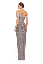 Celeste Silver Off-Shoulder Sequin Mermaid Evening Gown