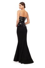 Black Crystal Embellished Sweetheart Mermaid Evening Gown with Beaded Straps