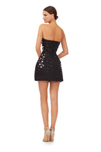 Black Strapless Crystal Embellished Mini Cocktail Dress