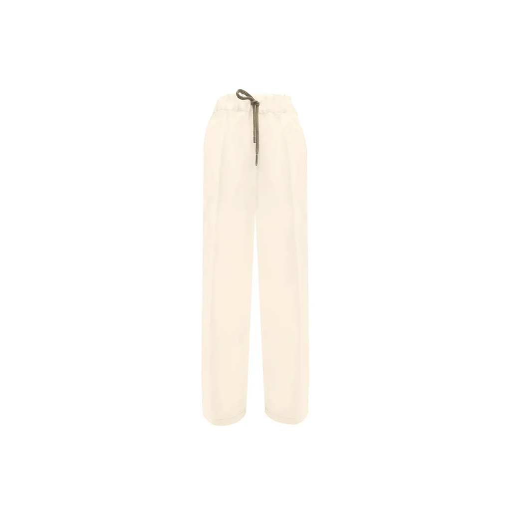 Tricot Chic Beige Wide-Leg Drawstring Trousers