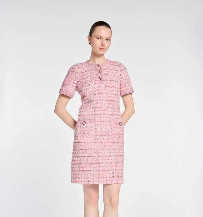 Tweed dress with jewellery buttons Hover Image