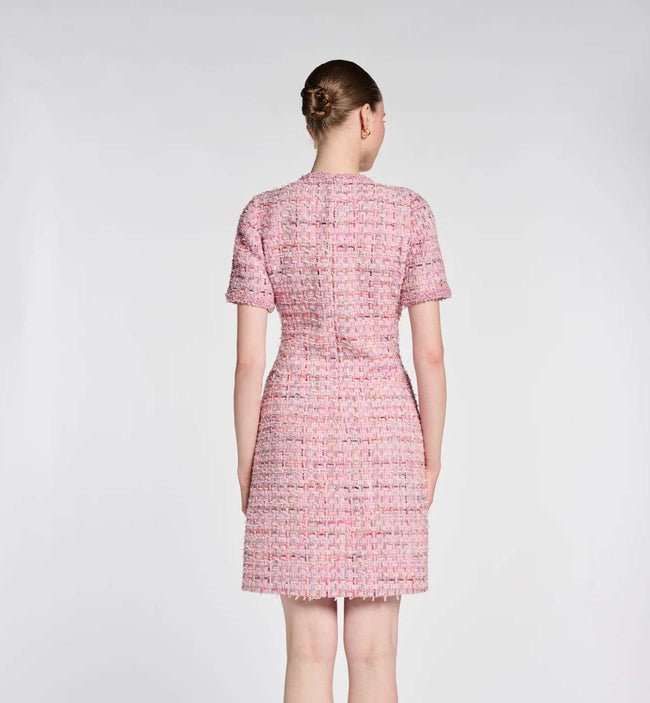 Tweed dress with jewellery buttons Main Image