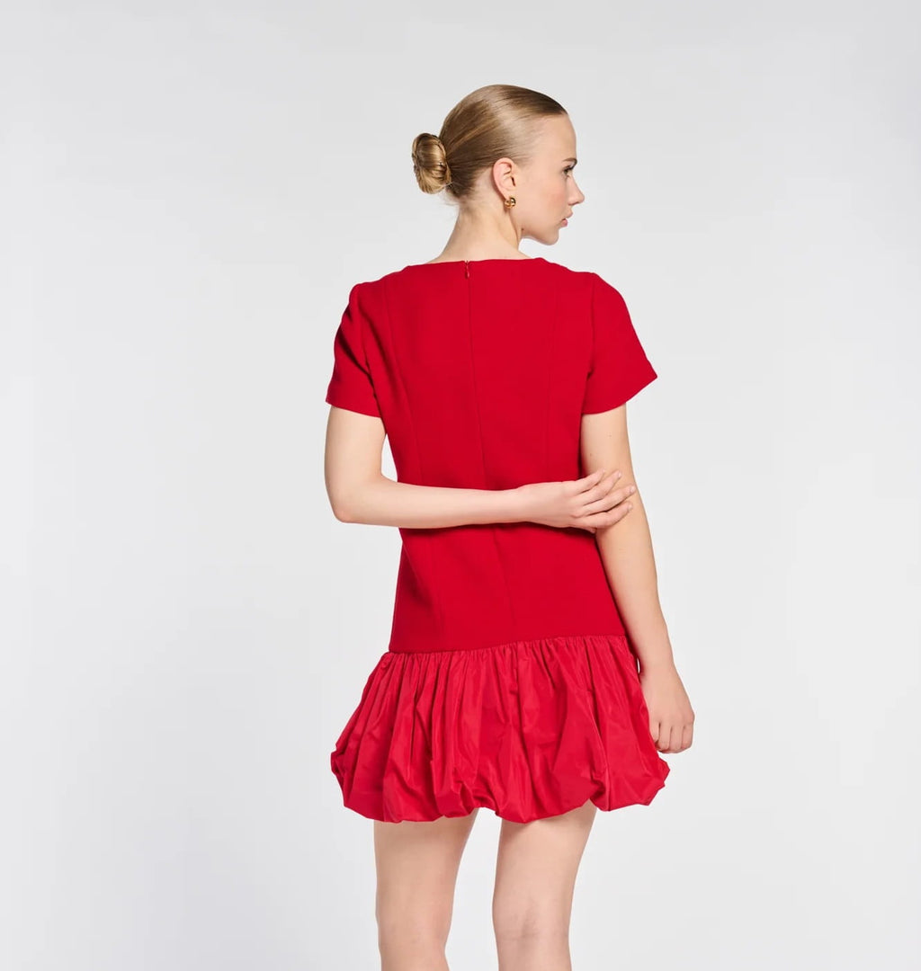 Mixed-fabric balloon dress