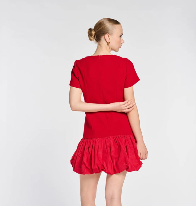 Mixed-fabric balloon dress Main Image