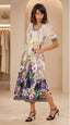 Watercolor Floral Midi Dress – Elegant Puff Sleeve V-Neck Day Dress justt_baloach
