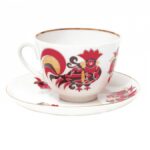 СUP WITH SAUCER TEA SPRING RED COCKERELS