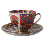 СUP WITH SAUCER TEA SPRING FOLK PATTERN