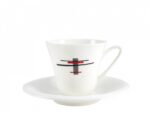 CUP WITH SAUCER GARDEN * RED AND BLACK