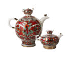 TEA POTS SET FAMILY RED ROOSTER