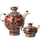 TEA POTS SET FAMILY RED ROOSTER