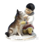 SCULPTURE YAKUT BOY WITH DOG