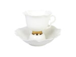 СUP WITH SAUCER TEA WHITE FLOWER GOLDEN RIBBON