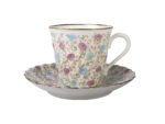 СUP WITH SAUCER TWISTED CHRYSANTHEMUM WITH EDGING